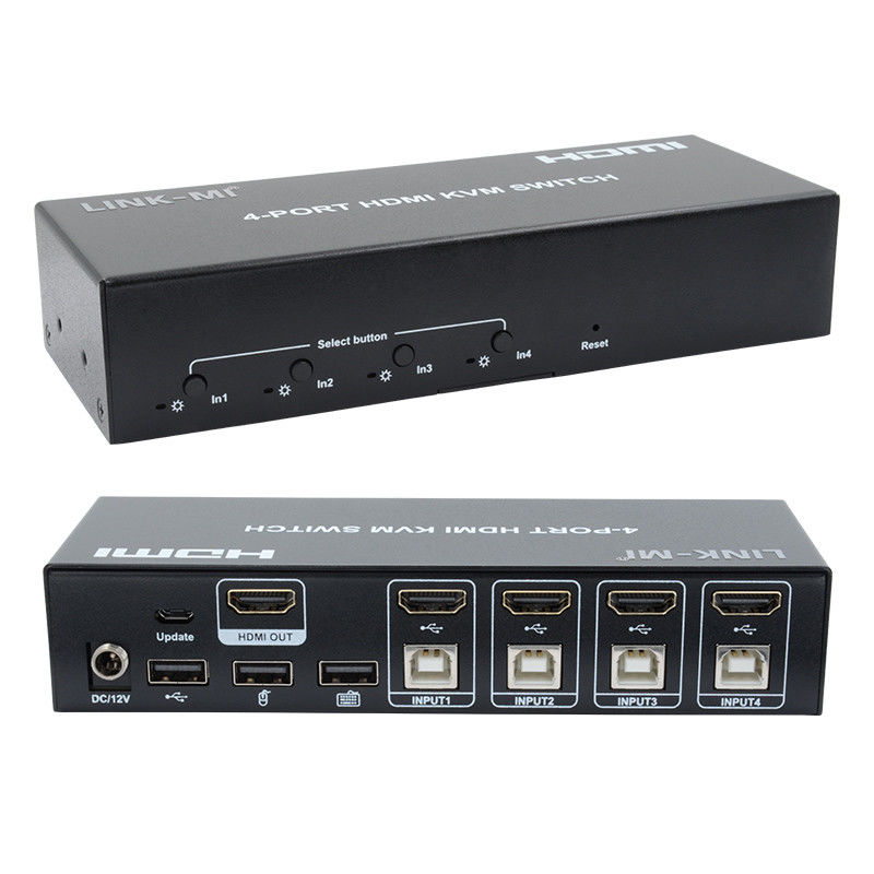 4 पोर्ट KVM स्विच HDMI 4K 30Hz हॉट कीज़ ऑटो स्विचिंग कोई देरी नहीं यूएसबी स्विच