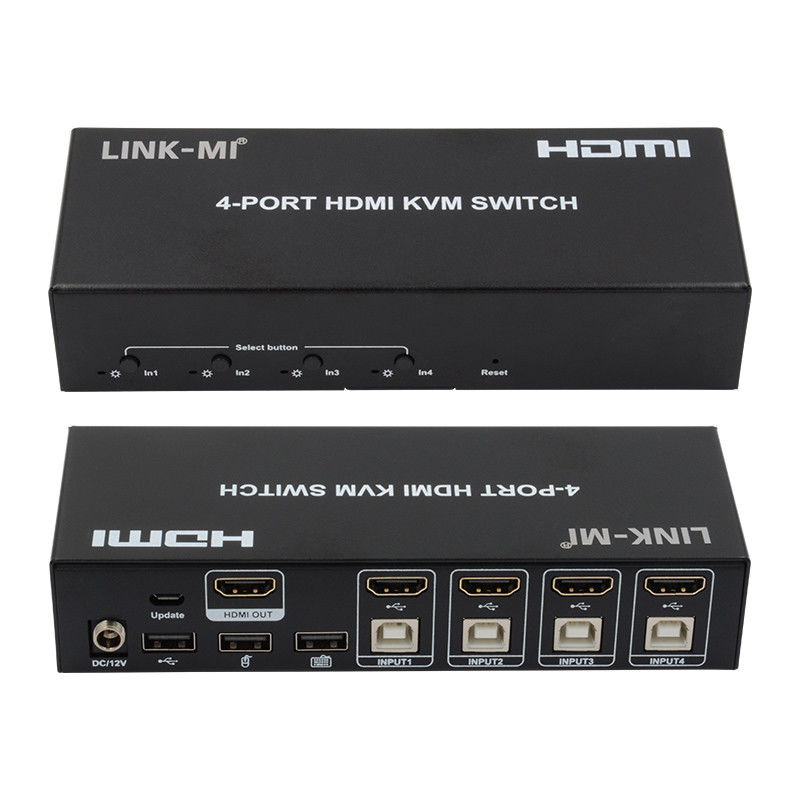 4 पोर्ट KVM स्विच HDMI 4K 30Hz हॉट कीज़ ऑटो स्विचिंग कोई देरी नहीं यूएसबी स्विच