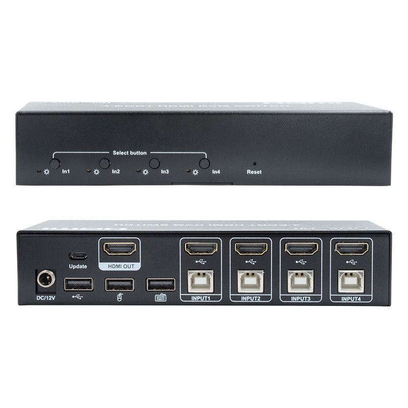 4 पोर्ट KVM स्विच HDMI 4K 30Hz हॉट कीज़ ऑटो स्विचिंग कोई देरी नहीं यूएसबी स्विच
