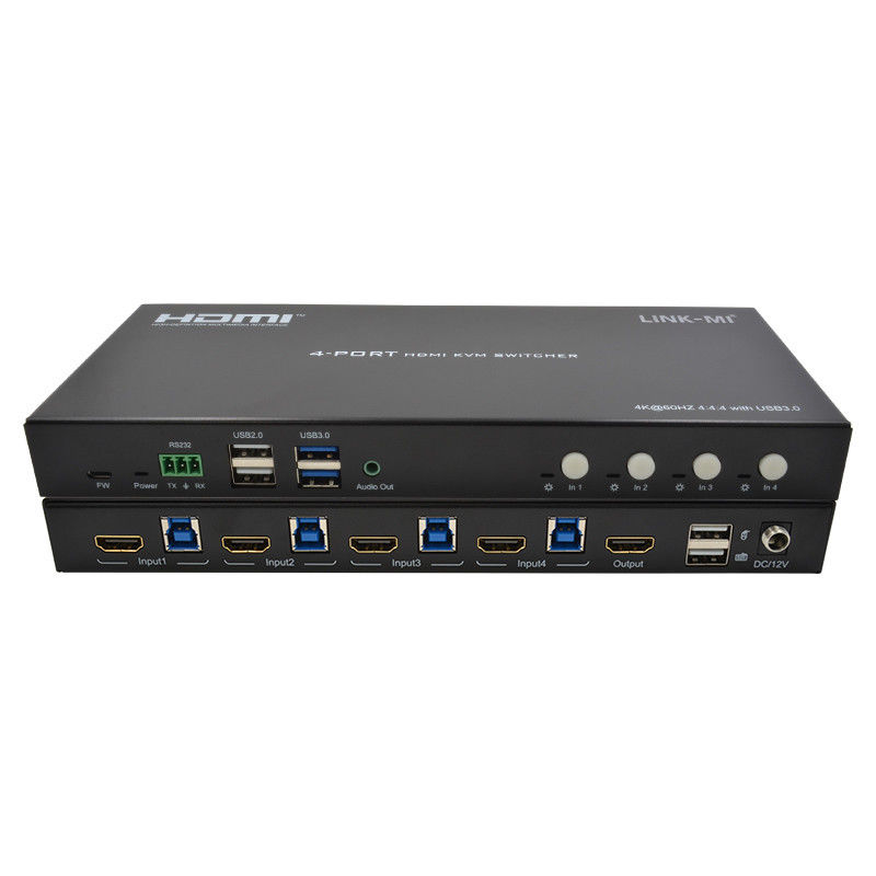 4 पोर्ट नेटवर्क HDMI2.0 KVM स्विच 4K 60Hz 18Gbps तक