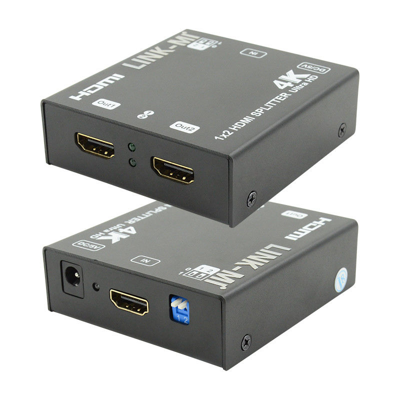 1X2 4K एचडीएमआई एक्सटेंडर स्प्लिटर समर्थन 4K2K EDID 3D 2 पोर्ट वीडियो स्प्लिटर