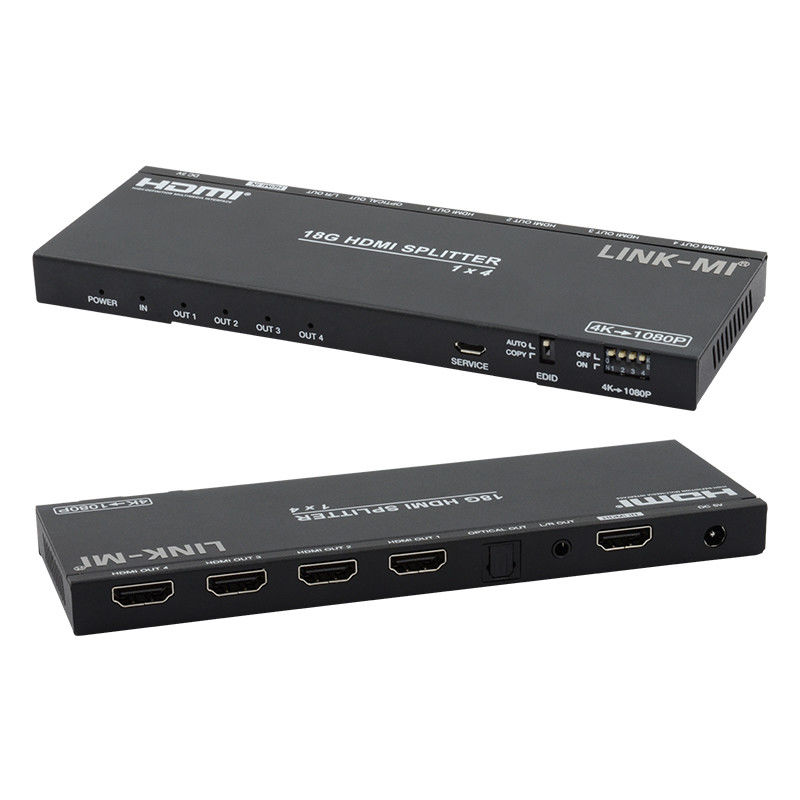 4K 1X4 मल्टी एचडीएमआई स्प्लिटर EDID एनालॉग ऑप्टिकल HDMI2.0b 4 पोर्ट वीडियो स्प्लिटर