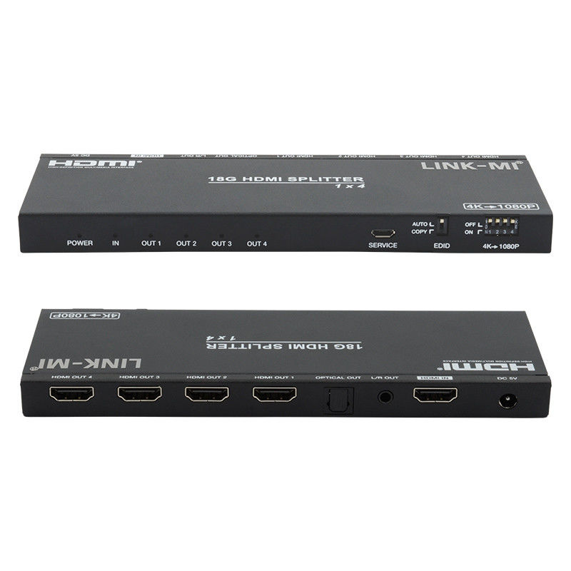 4K 1X4 मल्टी एचडीएमआई स्प्लिटर EDID एनालॉग ऑप्टिकल HDMI2.0b 4 पोर्ट वीडियो स्प्लिटर
