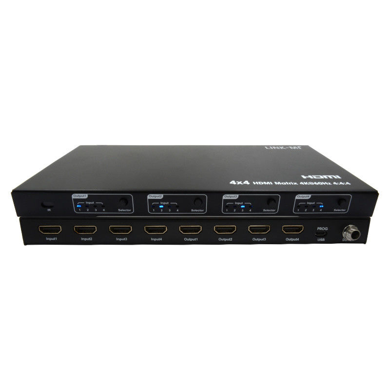 Rs232 4x4 एचडीएमआई मैट्रिक्स स्विच समर्थन 4K 60Hz 18Gbps EDID 4 से 4 एचडीएमआई वीडियो स्विच