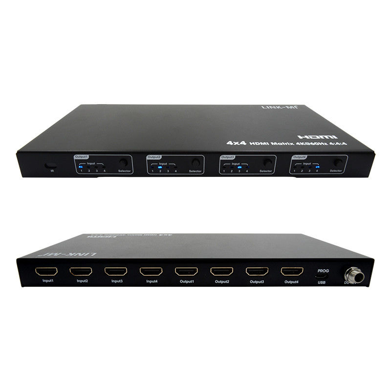 Rs232 4x4 एचडीएमआई मैट्रिक्स स्विच समर्थन 4K 60Hz 18Gbps EDID 4 से 4 एचडीएमआई वीडियो स्विच