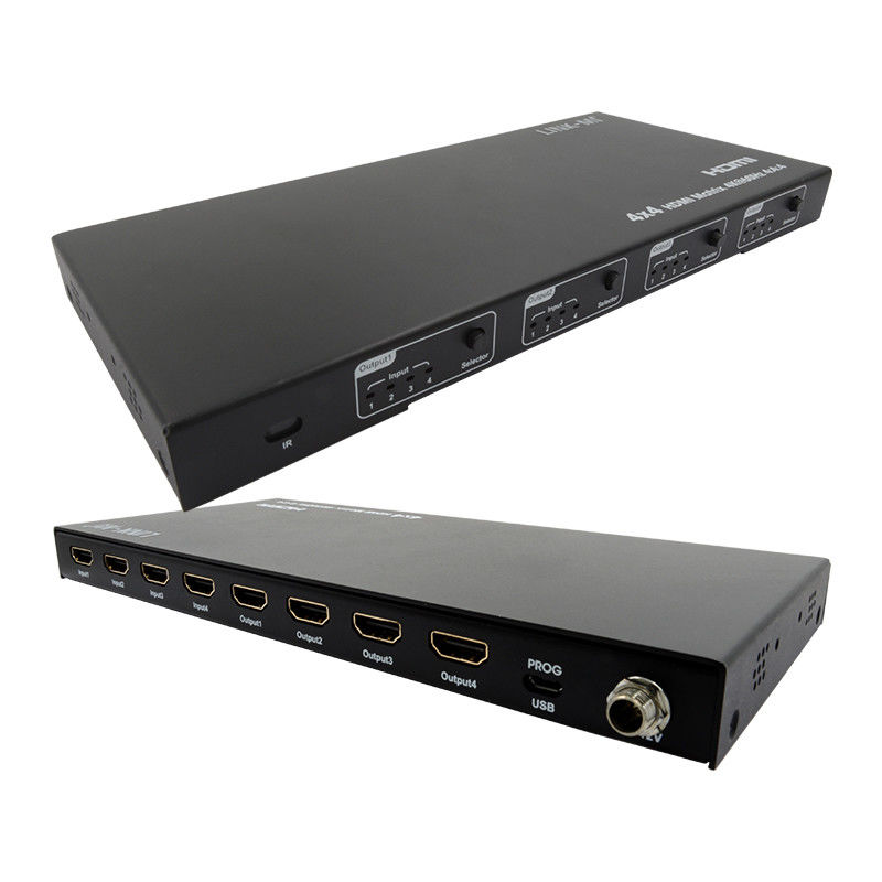 Rs232 4x4 एचडीएमआई मैट्रिक्स स्विच समर्थन 4K 60Hz 18Gbps EDID 4 से 4 एचडीएमआई वीडियो स्विच