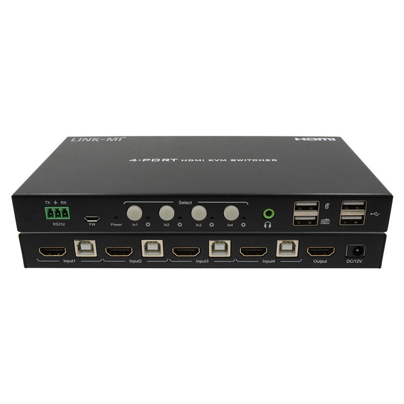 HDCP2.2 1.4 4K KVM स्विच HDMI YUV4:4एनालॉग ऑडियो निष्कर्षण के साथ 4 8बिट