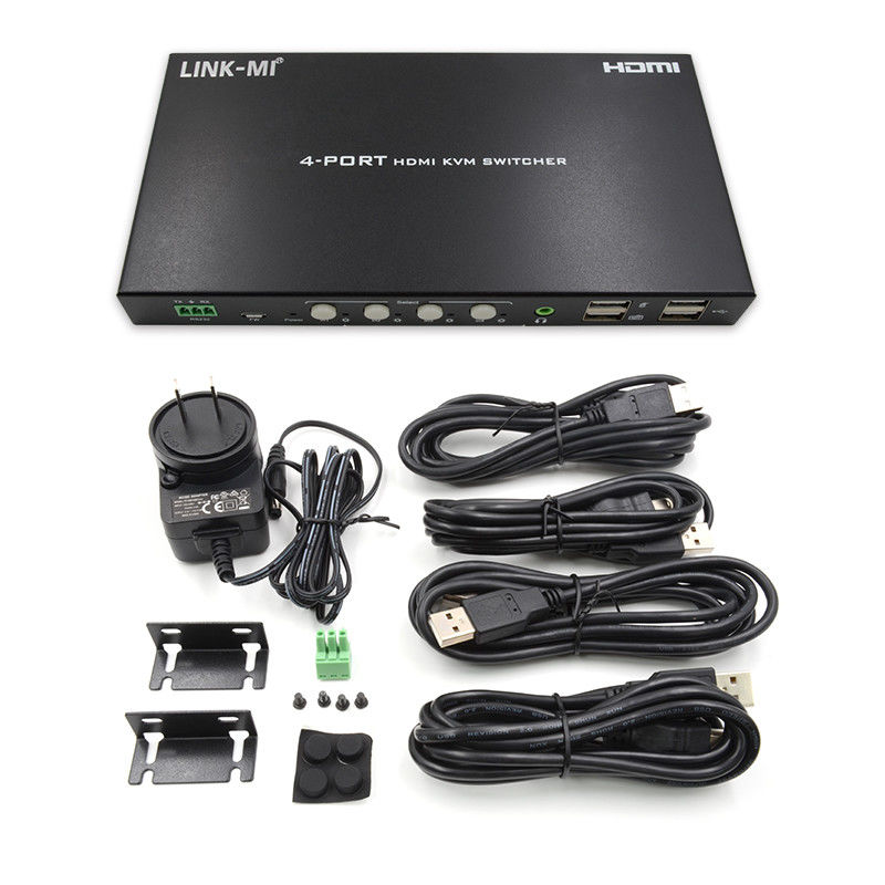 HDCP2.2 1.4 4K KVM स्विच HDMI YUV4:4एनालॉग ऑडियो निष्कर्षण के साथ 4 8बिट