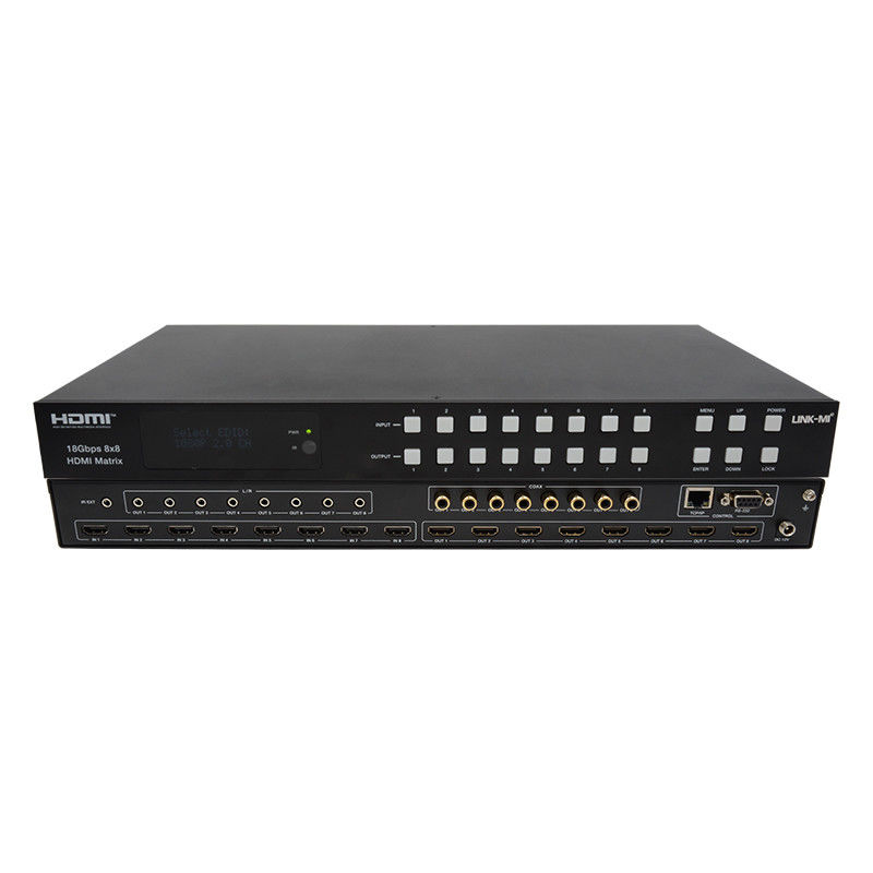 आर्क फंक्शन समर्थन के साथ 18Gbps 8x8 मैट्रिक्स स्विचर 4K2K 60Hz YUV 4:4:4