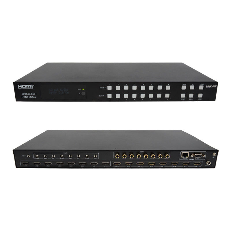 आर्क फंक्शन समर्थन के साथ 18Gbps 8x8 मैट्रिक्स स्विचर 4K2K 60Hz YUV 4:4:4