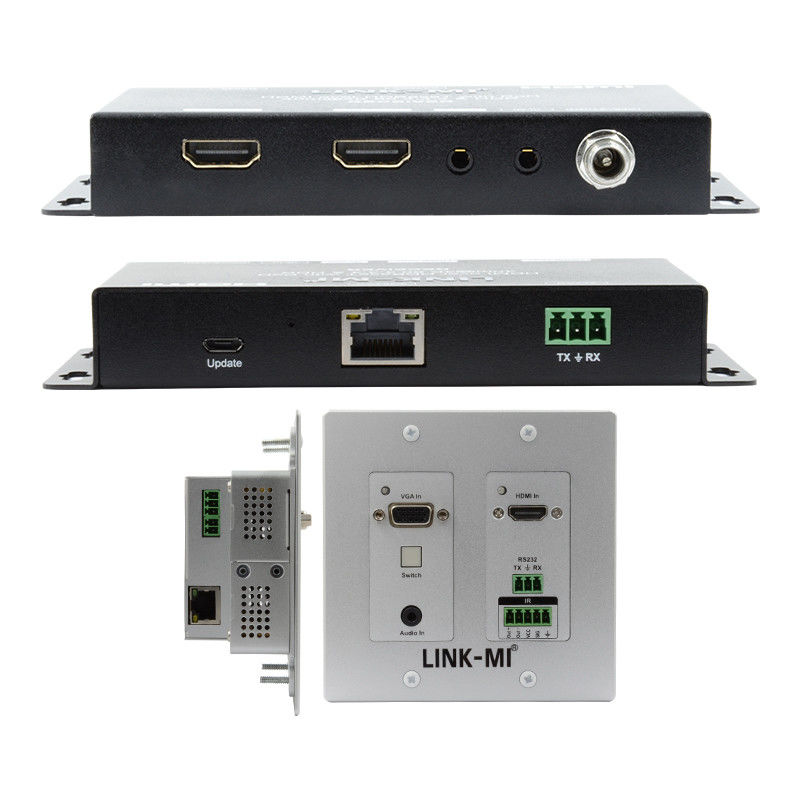 4K 40M HDBaseT एचडीएमआई+वीजीए वॉलप्लेट एक्सटेंडर द्विदिशात्मक वाइड बैंड आईआर आरएस232 पास थ्रू