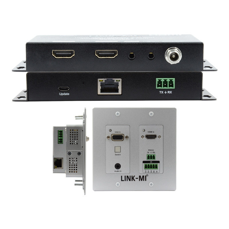 4K 40M HDBaseT एचडीएमआई+वीजीए वॉलप्लेट एक्सटेंडर द्विदिशात्मक वाइड बैंड आईआर आरएस232 पास थ्रू
