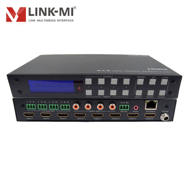 4x4 HDMI2.0b मैट्रिक्स 3D वीडियो 7.1 डीटीएस डॉल्बी डिजिटल मेटल चेसिस एचडीएमआई स्विच एचडीसीपी22