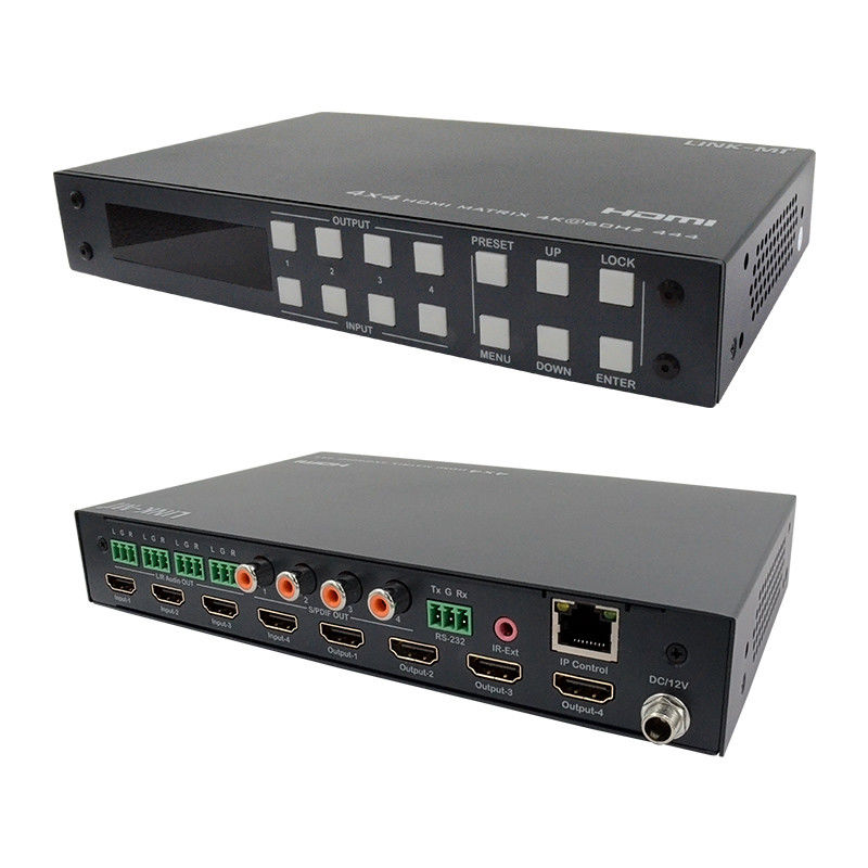 4x4 HDMI2.0b मैट्रिक्स 3D वीडियो 7.1 डीटीएस डॉल्बी डिजिटल मेटल चेसिस एचडीएमआई स्विच एचडीसीपी22